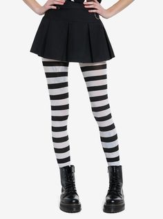 Get the striped look with these tights! Featuring a classic black and white stripe design.51% nylon; 49% spandexHand wash cold; drip dryImported Stripe Tights, Goth Outfit Inspo, Cold Drip, Striped Stockings, Striped Tights, Stripe Outfits, Leg Avenue