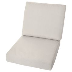 an outdoor chair cushion with no cushions on the bottom and back, shown in white