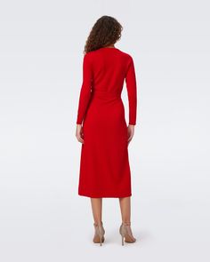 Crafted from a soft cashmere-wool blend, the Astrid midi dress has a cozy feel. This true wrap dress has long sleeves, a V-neckline, and ties at the waist. A bestseller year after year, this piece has a simple, polished look that can be dressed up or down.Yana is 5 Foot and 8 Inches and wearing a size XS. Chic Cashmere Midi Dress, Wool V-neck Dress For Fall, V-neck Wool Dress For Fall, Fall Wool V-neck Dress, Winter Cashmere Midi Dress, Long Sleeve Cashmere Work Dress, Long Sleeve Cashmere Dress For Work, Long Sleeve Cashmere Dresses For Work, Wrap Dress Dvf