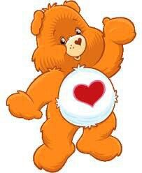 a brown teddy bear holding a red heart on it's chest with its paws in the air