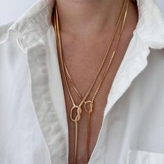 Gold Filled Knotted Lariat Necklace | Herringbone Snake Chain Y Necklace | Gold Mini Cube Chain Link Layering Necklace | Long Drop Necklace Super chic and minimal that goes well with all outfits. Adjustable, you have a choice of clasping it at 20" or 22" Lariat necklace with 3" drop in the center. Check out more styles: https://jordanskyjewelry.etsy.com Handmade and designed in NY. ------------------------------- M A T E R I A L S  18K gold filled  Thanks for supporting our small business❤︎ ---- Gold Lariat Necklace Simple, Luxury Lariat Toggle Necklace With Chain, Metal Lariat Necklace With Chain, Metal Lariat Necklace With Chain Detail, Everyday Metal Lariat Necklaces, Metal Lariat Necklace, Adjustable Chain Toggle Necklace, Adjustable Toggle Chain Necklace, Trendy Adjustable Lariat Chain Necklace