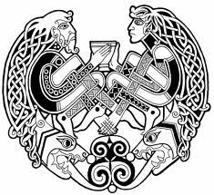 an image of two people in celtic art