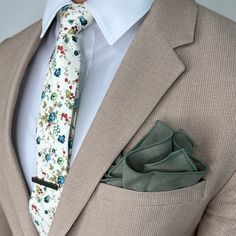 Our pocket squares are made of 100% imported cotton fabric. Some people say you should match your tie or bow tie to your pocket square; others say they shouldn't match. We say as long as you add that extra pop to your jacket pocket, who cares. You’re gonna look good whether is matches or not. Gentleman facts. With the Linen Sage Green Pocket Square you’ll add that extra flare that completes the look of the modern gentleman, even without a tie or bow tie. We guarantee your satisfaction with our f Fern Pocket Square, Green Pocket Square, White Pocket Square, Olive Shirt, Tan Suit, Lapel Flower, Dapper Day, Linen Jacket, Gray Suit