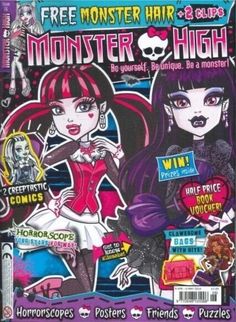 a magazine cover for monster high featuring two girls