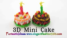 Rainbow Loom Mini Cake 3D Charms - How to loom bands tutorial Rubber Band Charms, Loom Band Patterns, Homemade Vanilla Cake, Cake 3d, Rainbow Loom Creations