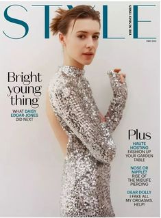 a woman in a silver dress is featured on the cover of style magazine's november issue