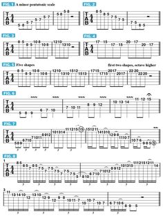 the guitar tabs are arranged in different ways