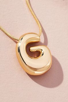 Bubble Letter Monogram Necklace | Anthropologie Christmas Gifts Ideas For Women, Birthday Gift Ideas For Women, G Necklace, Bubble Letter Necklace, Monogram Pendant Necklace, Bubble Letter, Preppy Jewelry, Handmade Jewlery, Monogram Pendant