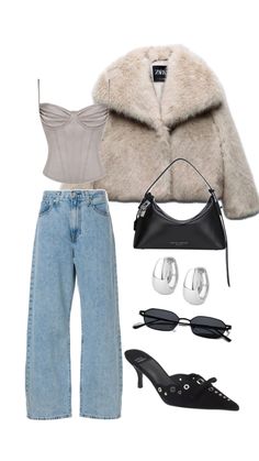 NYC vibes Party Outfit With Jeans, Nyc Vibes, Outfit With Jeans, Winter Party Outfit, Causual Outfits, Night Out Outfit, Fancy Outfits, Lookbook Outfits, Outfit Casual