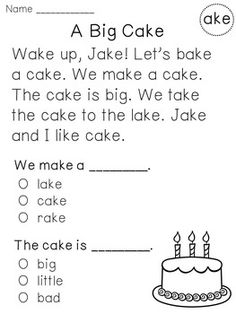 a birthday cake worksheet for kids to learn how to write the word's name