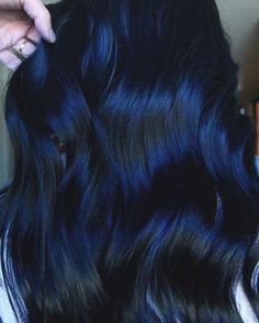 Navy Blue Hair Color, Dark Navy Blue Hair, Black Hair Color Ideas, Blue Black Hair Color, Hair Color Idea, Blue Hair Color, Navy Blue Hair, Blue Black Hair