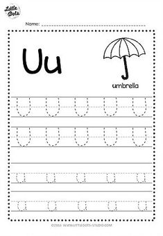 the letter u worksheet with an umbrella on it for children to practice handwriting