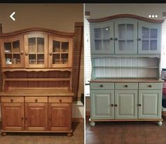 before and after pictures of an old china cabinet