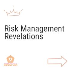 a white background with the words risk management and an arrow pointing up to it's right