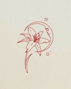 a drawing of a flower with stars on it