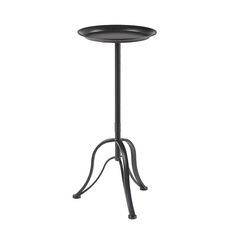 a black table with a metal stand on it's legs and an open top