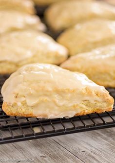 glazed scones cooling on a wire rack