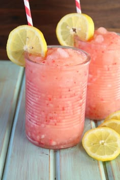 two glasses filled with watermelon and lemonade