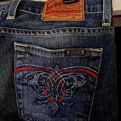 Embroidered Back Pockets - New Without Tags - Perfect Condition!! -Will Wash Before Shipping -Will Ship As Soon As Possible Thank You For Shopping, Let Me Know Any And All Questions!! Back Pocket Design Jeans, Lucky You Jeans, Thrift Manifestation, Jean Patches, Jean Pocket Designs, Bootleg Jeans, Dream Jeans, Juicy Couture Charms, Lincoln Continental