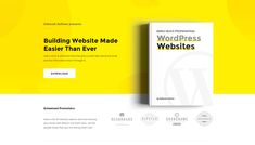 the wordpress website is displayed on a yellow background