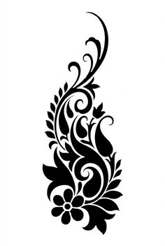 a black and white floral design on a white background