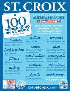 an advertisement for st croix's 100 things to do on st croix, which is also