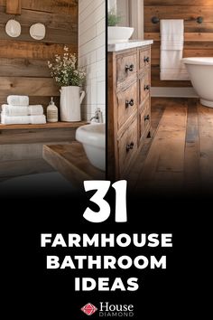 31 Farmhouse Bathroom Ideas Barndominium Bathroom Ideas, Shiplap In Bathroom, Rustic Bathroom Makeover, Rustic Sinks, Farmhouse Master Bath, Farmhouse Bathroom Inspiration, Modern Farmhouse Bathroom Ideas, Charming Bathroom, Farmhouse Bathroom Accessories