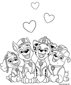 paw patrol coloring pages for kids to print out and color with the puppies in their costumes