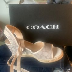 Never Worn Before Coach Espadrille Shoe! Ladies Are You Ready For Spring Go Show Off Your Feet Come On And Make Me And Offer! Yellow Espadrilles, Toms Espadrilles, Tan Wedge Sandals, Pink Espadrilles, Striped Espadrilles, Blue Espadrilles, Heeled Espadrilles, Espadrilles Shoes, Blue Wedges