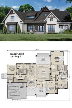 the floor plan for this modern house is very large and has lots of space to put in