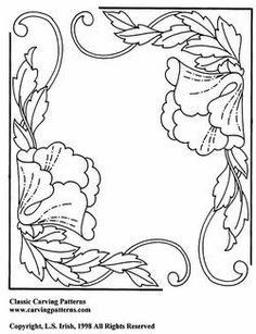 a coloring page with flowers and leaves in the center, on top of a white background