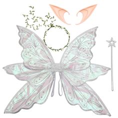 a white butterfly with wings and a tiara