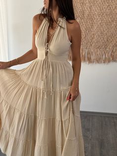 Embrace the essence of summer elegance with our Organic Cotton White Sleeveless Dress, the perfect choice for beach weddings or sunny day celebrations. Crafted from soft, sustainable organic cotton, this maxi bohemian dress features a flowing, sleeveless design that embodies effortless style and comfort. Its pristine white hue enhances its ethereal appeal, making it an ideal dress for any woman seeking a chic, boho look. As a thoughtful gift for her, this dress combines the grace of a goddess wi Summer Maxi Dresses Bohemian, Cheap Spring Boho Dress For The Beach, Cheap Bohemian Sundress For Beach, Flow Summer Dresses, Womens White Beach Dresses, Tan Bohemian Dress, Off White Western Dress, Boho Dresses Summer Beach, Boho Chic Dress Summer