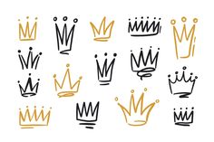 different types of crowns are shown in black and gold