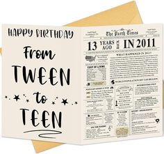 an open birthday card with the words happy birthday from two to ten