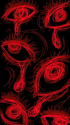 an eye drawn in red on a black background