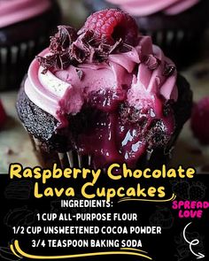 Raspberry Chocolate Lava Cupcakes Chocolate Raspberry Lava Cake, Raspberry Chocolate Lava Cupcakes, Raspberry Lava Cake, Chocolate Lava Cupcakes, Lava Cupcakes, Cookies And Cream Cheesecake, Galaxy Cake, Tater Tot Breakfast, Raspberry Buttercream