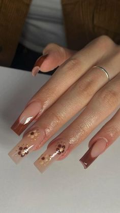 Brown Acrylic Nails, Nagellack Trends, Long Acrylic Nails Coffin, Acrylic Nails Coffin Short, Brown Nails, Square Acrylic Nails