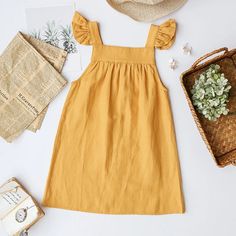 Helios Cotton Linen Tunic Dress | Girls Spring Casual Dress - i-diya Bridesmaid Dress Boho, Strap Dress Summer, Boho Toddler, Country Dress, Frozen Elsa Dress, Loose Summer Dress, Girls Pinafore, Hannah Rose, Colors Dress