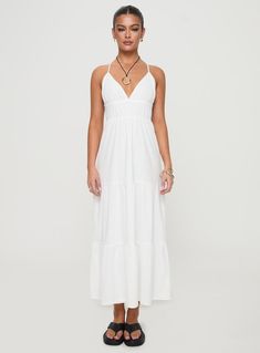 Mckew Maxi Dress White Dresses Princess Polly, Maxi Dress White, Princess Polly Dresses, Pink Formal Dresses, Dresses Princess, Fleece Dress, Corsets And Bustiers, Outerwear Outfit, Long Summer Dresses