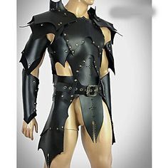 Armor Dress Dragon, Costume Armour Foam Armor, Fantasy Leather Armor Dress, Studded Leather Armor, Elf Armor, Leather Armour, Armadura Cosplay, Medieval Cosplay, Black Vampire