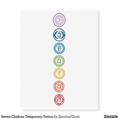 seven chakras temporary tattoo on a white background