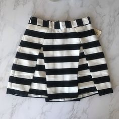 Brand New. Black And White Striped A-Line Skirt. Zipper Back Closure. Lining. Chic Mini Bottoms From Forever 21, Chic Mini Length Bottoms By Forever 21, Mini Skort With Lined Skirt From Forever 21, Chic Forever 21 Mini Length Bottoms, Chic Flared Skort From Forever 21, Chic Forever 21 Skort For Party, Chic Party Skort From Forever 21, Chic Fitted Skort From Forever 21, Chic Black And White Skirt For Spring