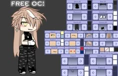 an anime character standing in front of a keyboard with the words free oc on it