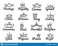 six different logos for crowns and princesses