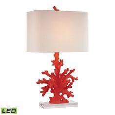 Dimond Lighting Red Coral Table Lamp in Red | Modishstore | Table Lamps Coral Pantone, Coral Lamp, Coral Table, Red Table Lamp, Coral Design, Red Table, Hue Philips, Elk Lighting, Led Table Lamp