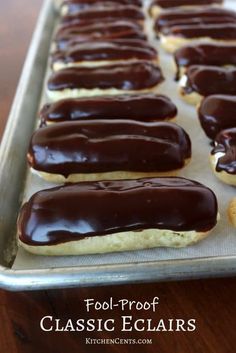 chocolate frosted hotdogs are on a baking sheet and ready to be baked