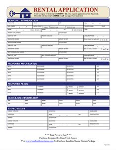 the rental application form is shown in blue and white, with an image of a house on