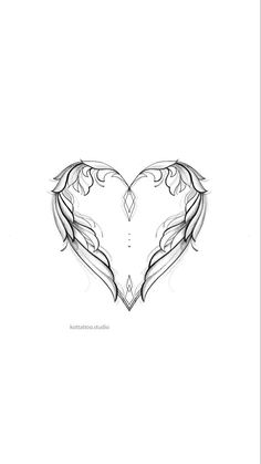 a drawing of two hands holding a heart with wings on the top and bottom of it