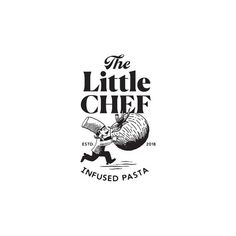 the little chef logo with a person running and carrying a large piece of bread in his hand